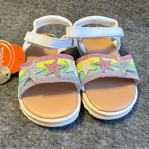 Wonder Nation Rainbow Star Girls Sandals Size 6 Adjustable Straps New